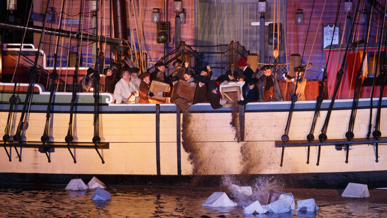 Boston Tea Party Reenactment US Harbors